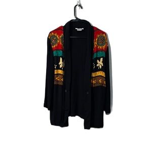 Black Lifestyles Cardigan by Sharon Anthony Sunflower Top Summer Lightweight 1X